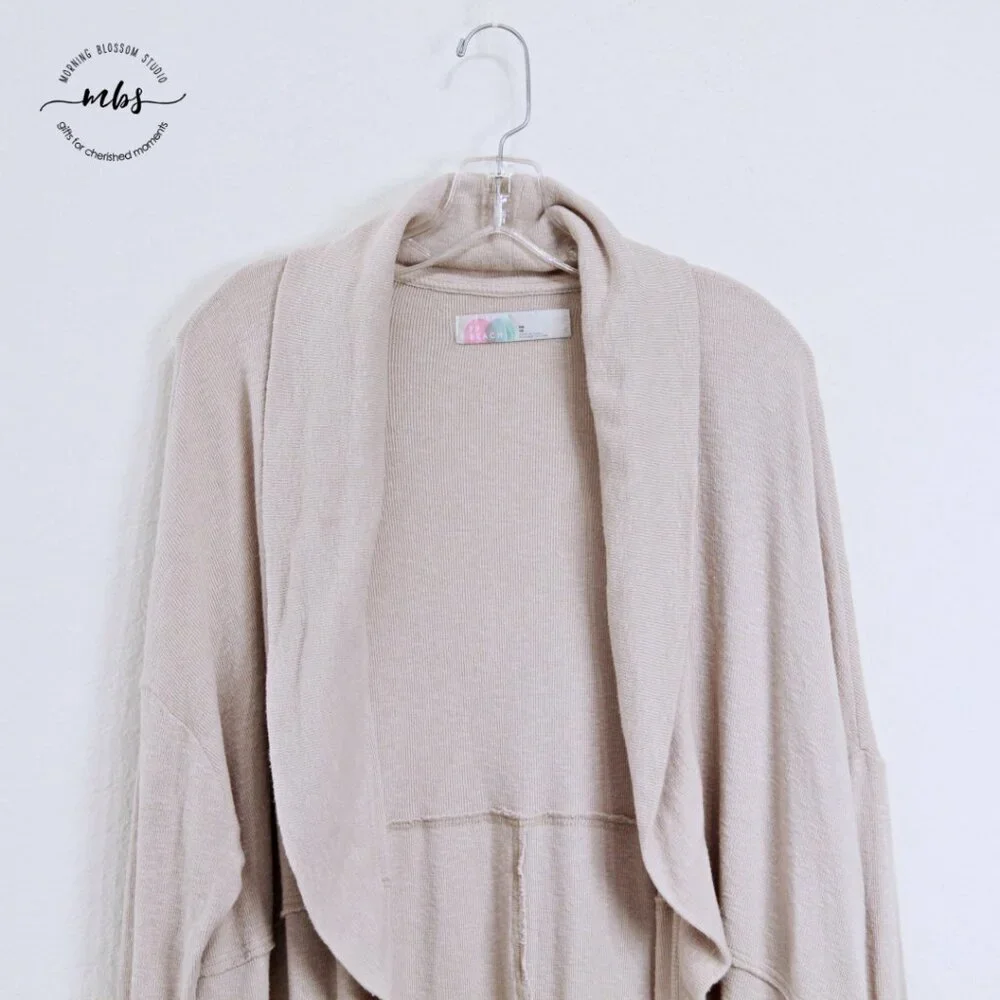 Free People Beach Long Oversized Open‎ Cardigan Sweater Duster Beige Women XS
